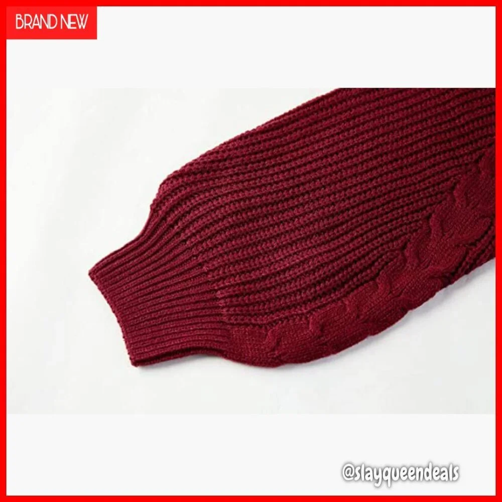 Plus Size Chunky Cable Knit Turtleneck Sweater Oversized Pullover